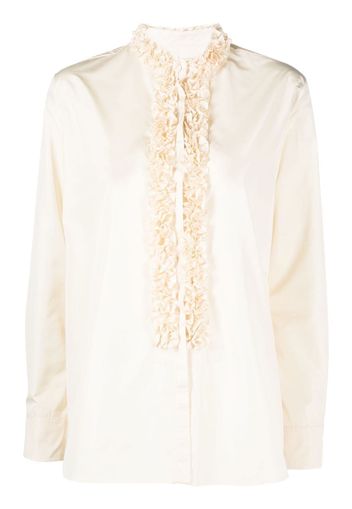 Jil Sander embroidered ruffle-trim blouse - Toni neutri