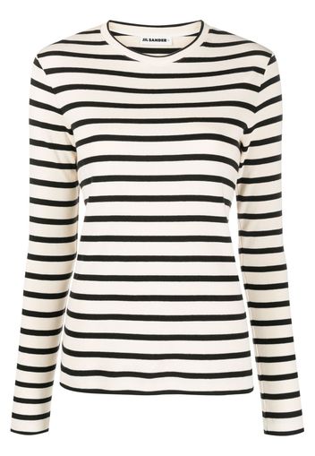 Jil Sander striped-print ribbed cotton T-shirt - Toni neutri