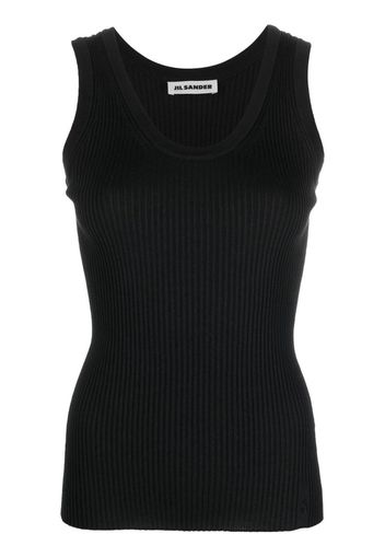 Jil Sander logo-embroidered ribbed top - Nero