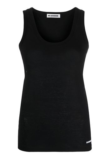 Jil Sander logo-print cotton tank top - Nero