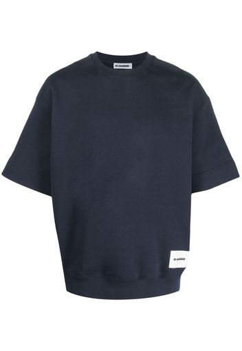 Jil Sander logo-patch short-sleeve sweatshirt - Blu