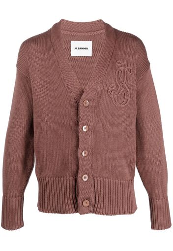 Jil Sander embroidered-logo cotton cardigan - Rosa