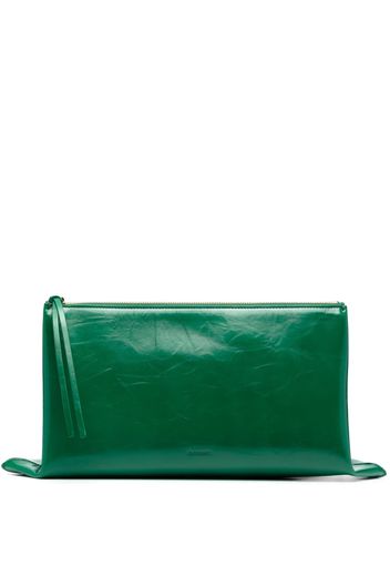 Jil Sander logo-embossed clutch bag - Verde