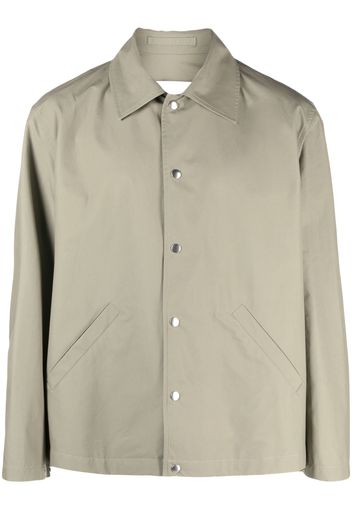 Jil Sander logo-print cotton shirt jacket - Verde