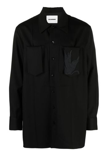 Jil Sander bead-embellished virgin wool shirt - Nero