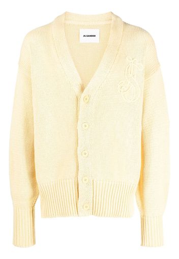 Jil Sander embroidered-logo cotton cardigan - Giallo