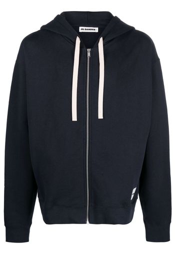 Jil Sander logo-patch zip-up hoodie - Blu