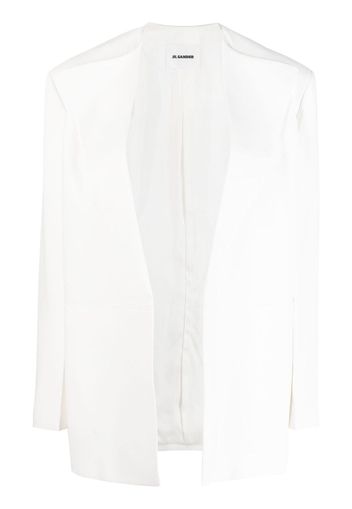 Jil Sander wide-lapel collarless blazer - Bianco