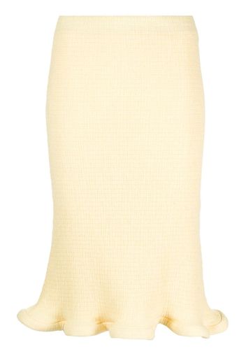 Jil Sander ruffled cotton-gaufré midi skirt - Giallo