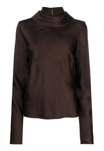 Jil Sander draped-neck long-sleeve blouse - Marrone