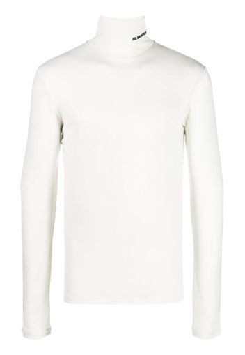 Jil Sander logo-print roll-neck jumper - Toni neutri