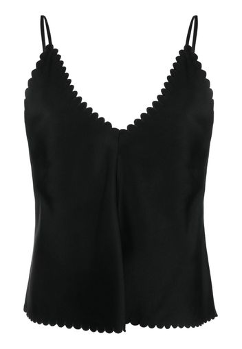 Jil Sander scalloped satin tank top - Nero