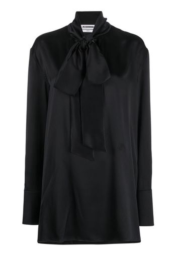 Jil Sander pussy bow silk-satin blouse - Nero