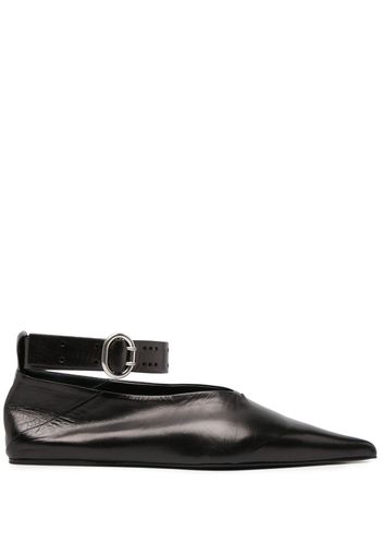 Jil Sander pointed-toe leather ballerina shoes - Nero