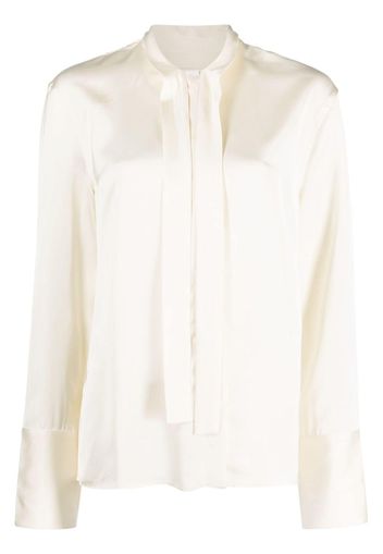 Jil Sander satin-finish tie-neck blouse - Toni neutri