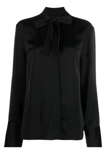 Jil Sander satin-finish tie-neck blouse - Nero