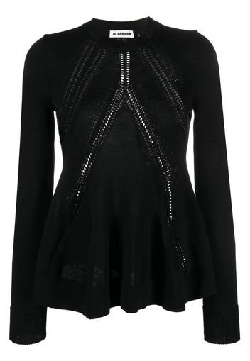 Jil Sander long-sleeved knitted peplum top - Nero