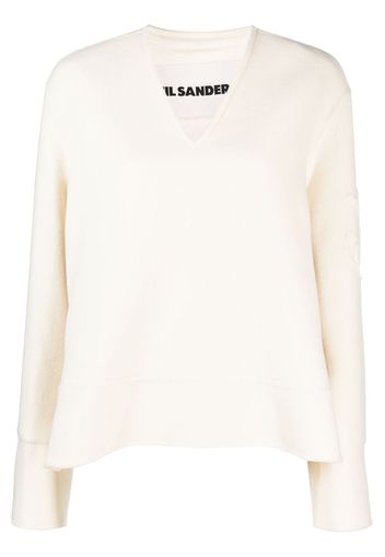 Jil Sander V-neck virgin wool sweatshirt - Toni neutri