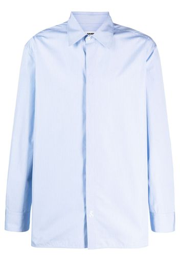Jil Sander logo-embroidered pinstripe shirt - Blu