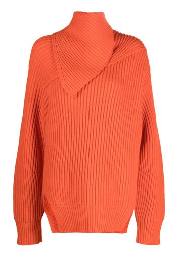 Jil Sander foldover-neck ribbed wool jumper - Arancione