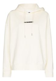 Jil Sander logo print drawstring hoodie - Bianco