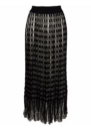 Jil Sander fringed-hem woven A-line skirt - Nero