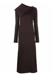 Jil Sander asymmetric collar maxi dress - Marrone