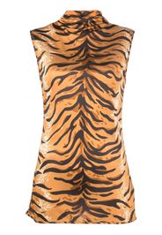 Jil Sander tiger-print turtle neck top - Arancione