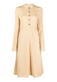 Jil Sander collarless long-sleeve midi dress - Toni neutri