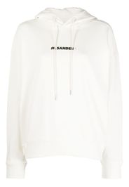 Jil Sander logo-print drawstring hoodie - Bianco
