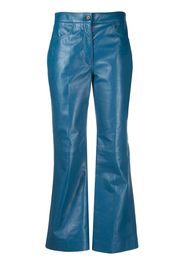 Jil Sander kick-flare cropped leather trousers - Blu