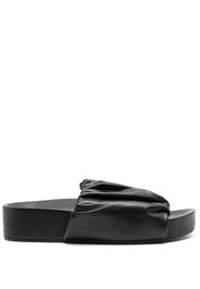 Jil Sander ruched leather slides - Nero