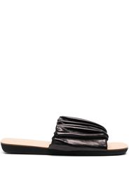 Jil Sander leather gathered-detail slides - Nero