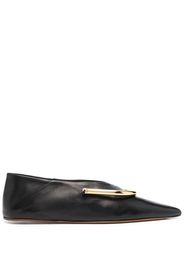 Jil Sander plaque-detail pointed ballerina shoes - Nero