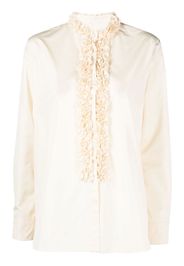 Jil Sander embroidered ruffle-trim blouse - Toni neutri