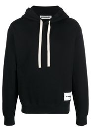 Jil Sander logo-patch drawstring hoodie - Nero