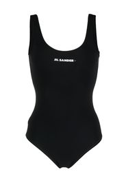 Jil Sander scoop-back logo-print swimsuit - Nero