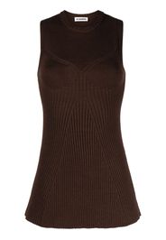 Jil Sander sleeveless ribbed-knit top - Marrone