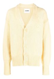 Jil Sander embroidered-logo cotton cardigan - Giallo