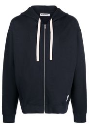 Jil Sander logo-patch zip-up hoodie - Blu