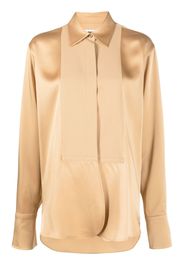 Jil Sander satin-finish panelled shirt - Marrone