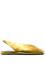 Jil Sander square-toe metallic ballerina shoes - Oro