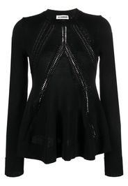 Jil Sander long-sleeved knitted peplum top - Nero