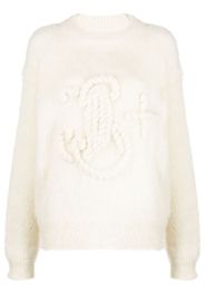 Jil Sander logo-embroidered chunky-knit jumper - Bianco