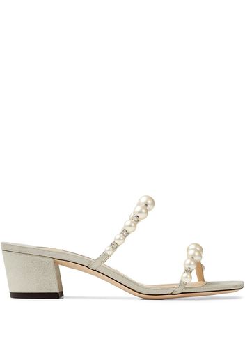 Jimmy Choo Amara pearl-embellished 45mm sandals - Bianco