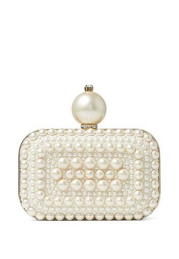 Jimmy Choo Micro Cloud pearl-embellished clutch bag - Bianco