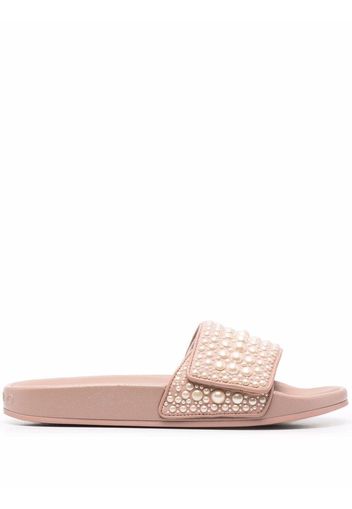 Jimmy Choo Fitz embellished slides - Rosa