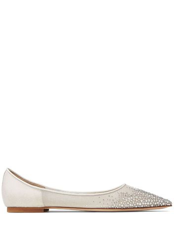 Jimmy Choo Love flat crystal-embellished ballerina shoes - Bianco