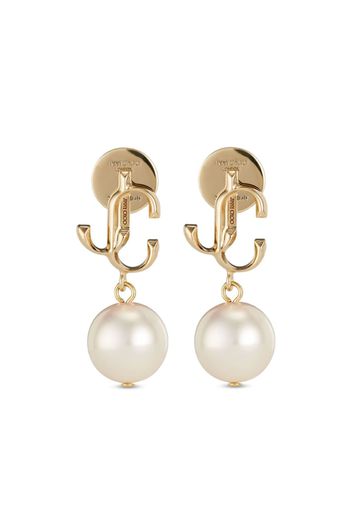 Jimmy Choo logo-lettering pearl earrings - Oro