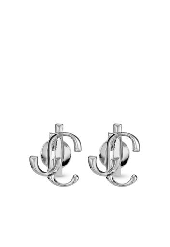 Jimmy Choo logo-lettering stud earrings - Argento